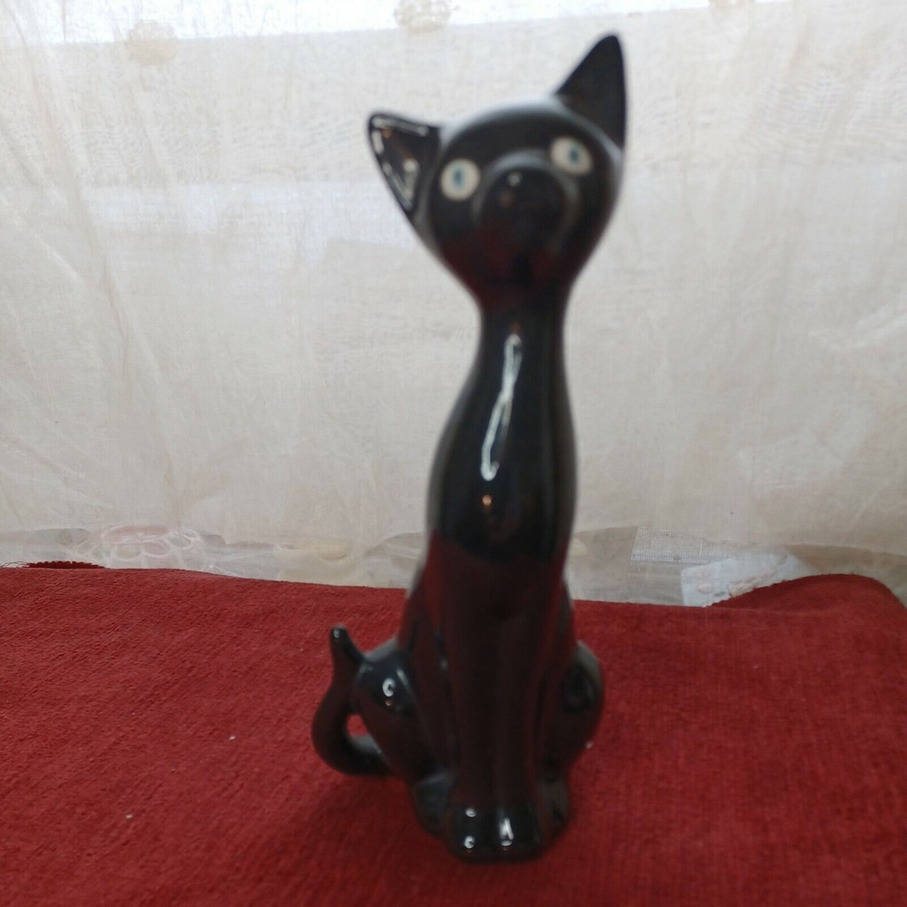Vintage Ceramic Black Cat 8 Inches